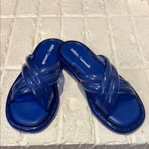 Melissa by Larroude Blue Women's Jelly Slide Sandals, size 8